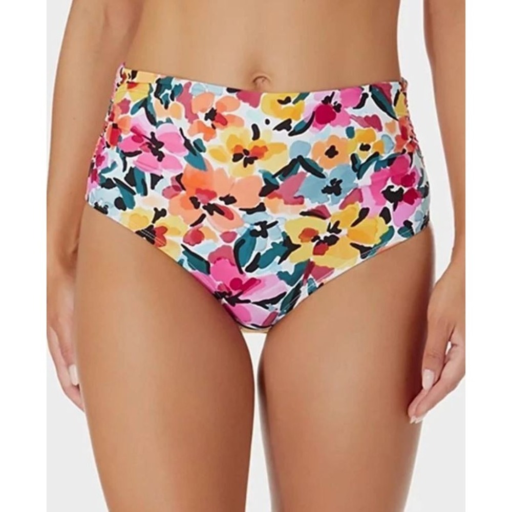 Anne Cole‎ Women's 3-Way High Waist Shirred Floral Bikini Bottoms in Multi Small